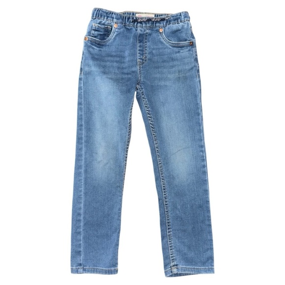 LEVI’S Toddler Drawstring SZ 7 Reg Blue Elastic Waist SkinnyKnit PullOn Straight - Picture 1 of 6